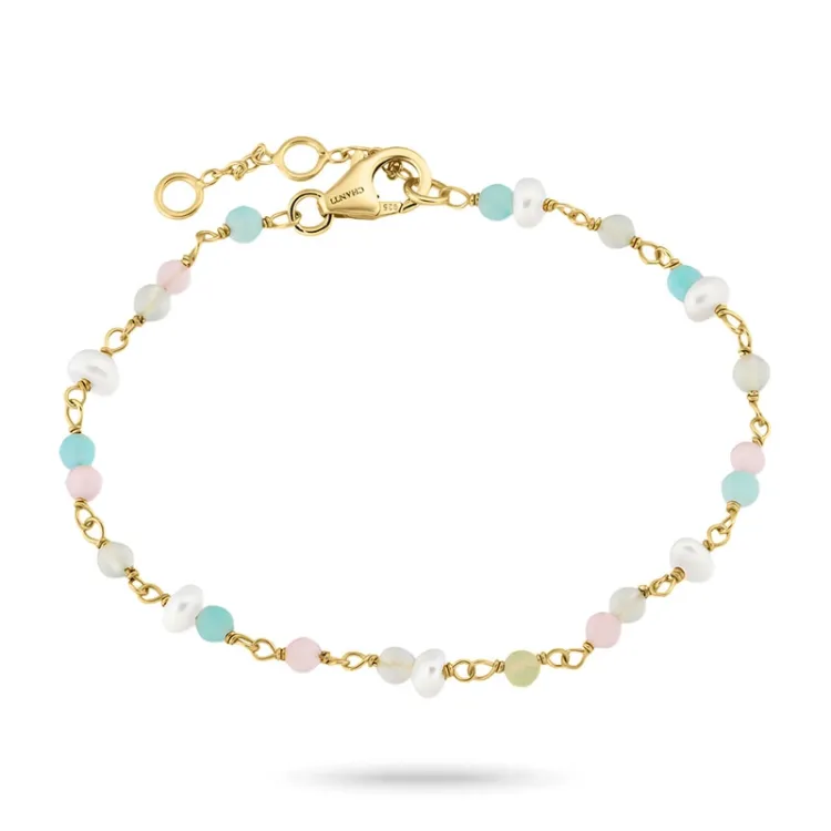 multifärgat armband i förgyllt silver - Loom Stones
