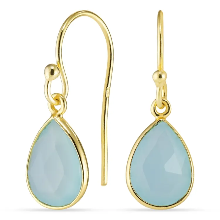 droppe onyxer örhängen i förgyllt silver - Loom Stones