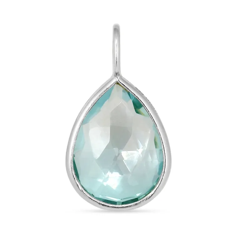 droppe blå kristal hängen i silver - Loom Stones