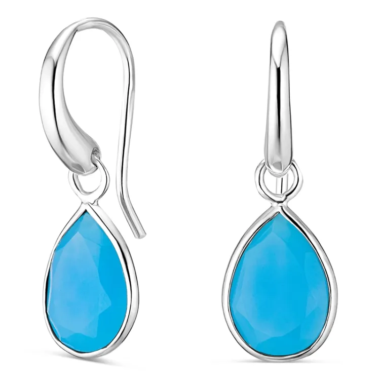 blå calcedonit örhängen i silver - Loom Stones