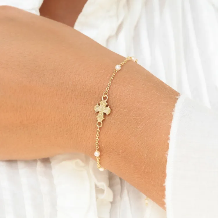 dagmarkors pärla armband i förgyllt silver