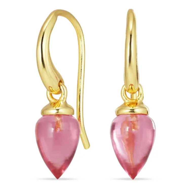 rosa kristal örhängen i förgyllt silver - Loom Stones