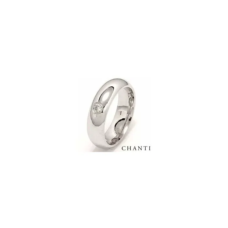 Bred rund briljant vigselsring i 14  karat vitguld 0,10 ct