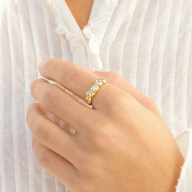 zirkon ring i förgylld mässing - Eliné