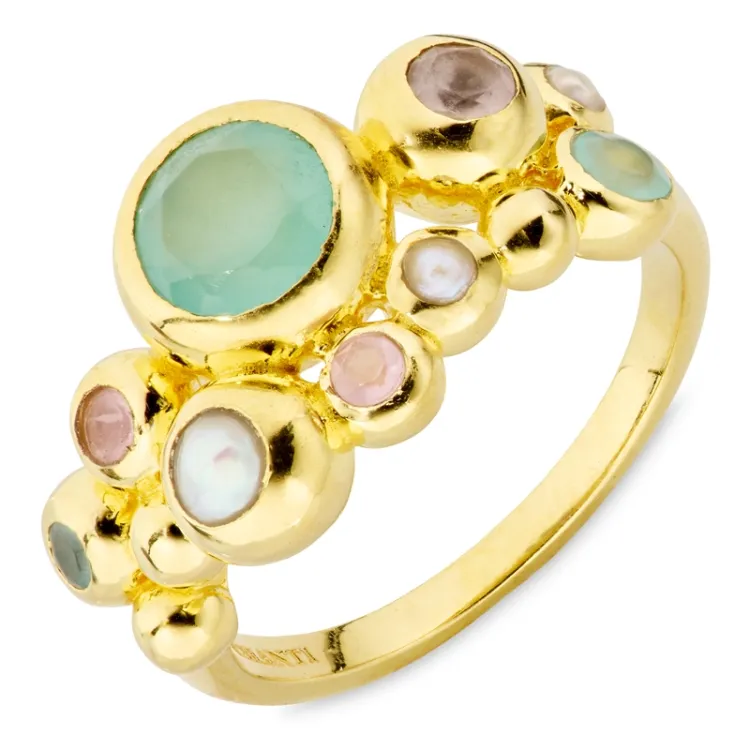 multifärgat ring i förgylld mässing - Bubbly Twist