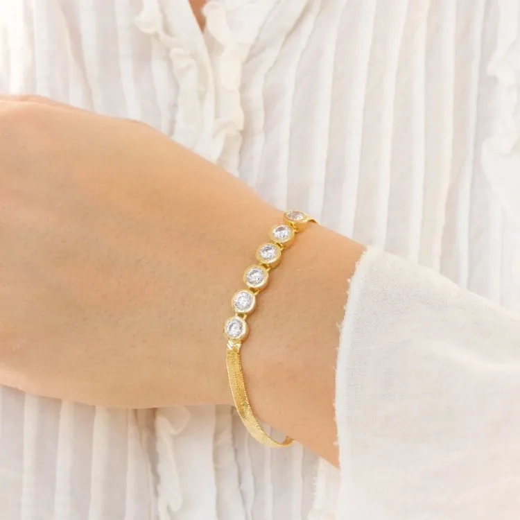 zirkon armband i förgylld mässing - Eliné