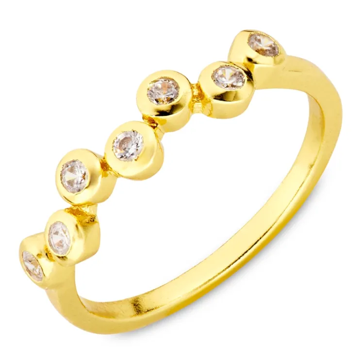 zirkon ring i förgylld mässing - Bubbly Sparkle
