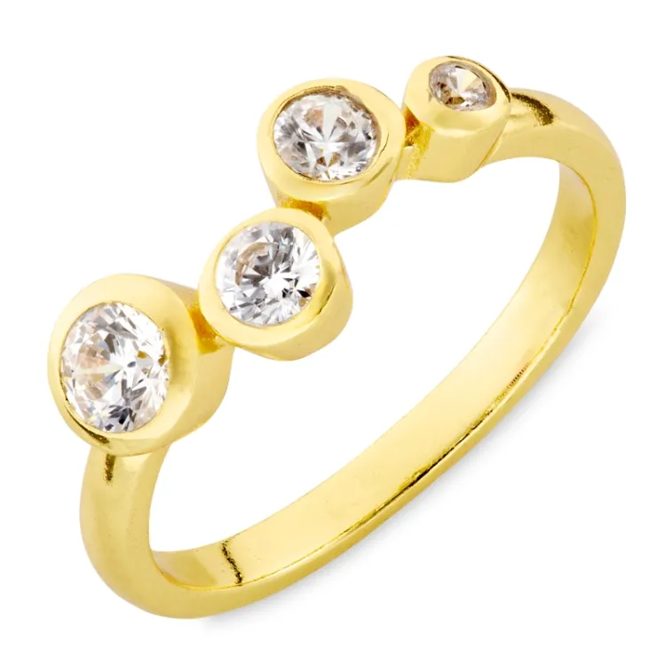 zirkon ring i förgylld mässing - Bubbly Sparkle