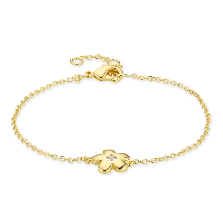 blommor zirkon armband i förgylld mässing - Eliné
