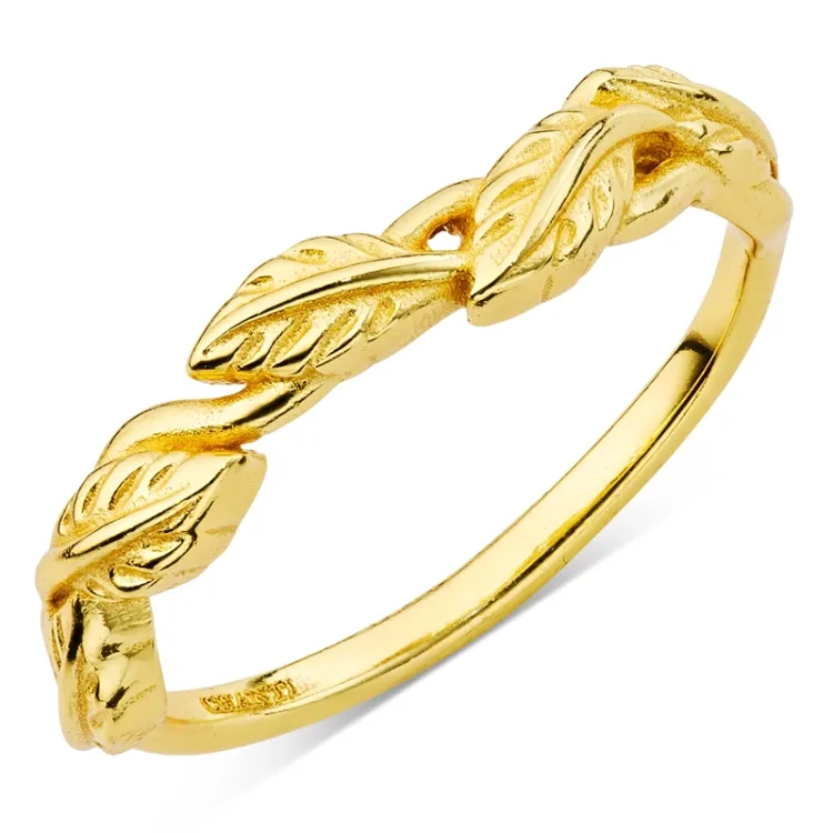blad ring i förgylld mässing