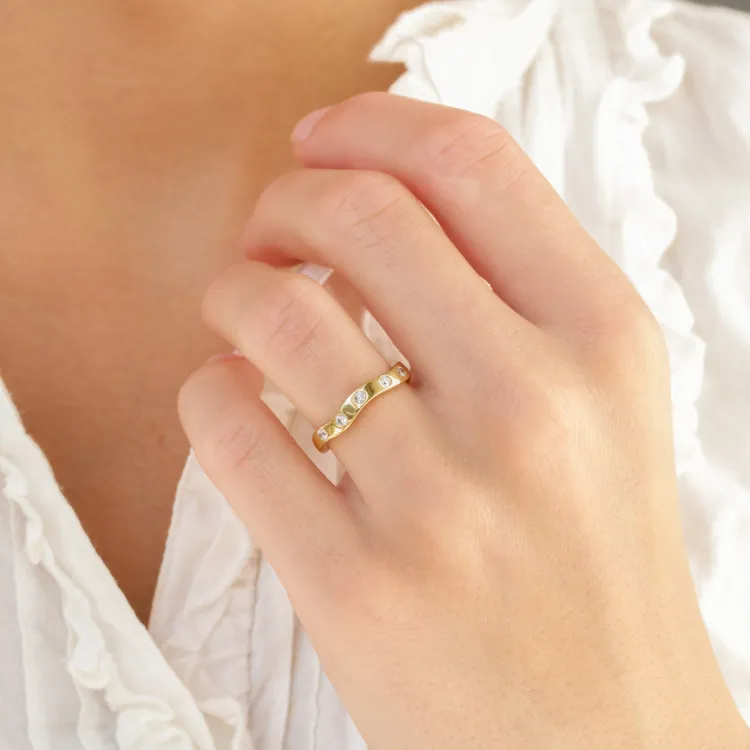 zirkon ring i förgylld mässing - Eliné
