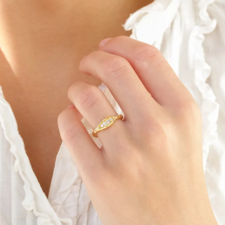 zirkon ring i förgylld mässing - Eliné