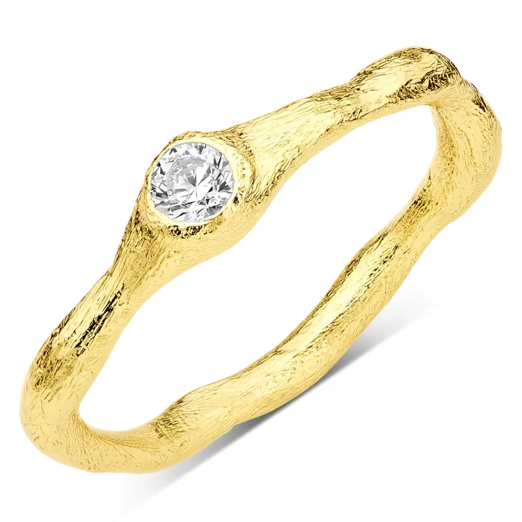 zirkon ring i förgylld mässing - Eliné