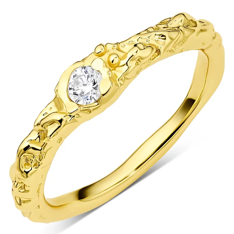 zirkon ring i förgylld mässing - Eliné