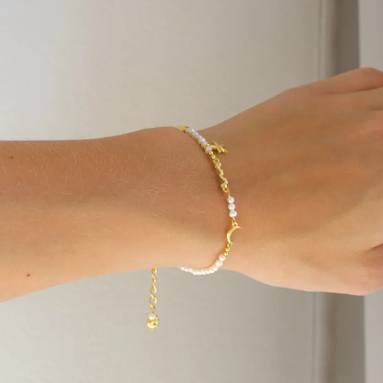 pärla armband i förgylld mässing - Eliné