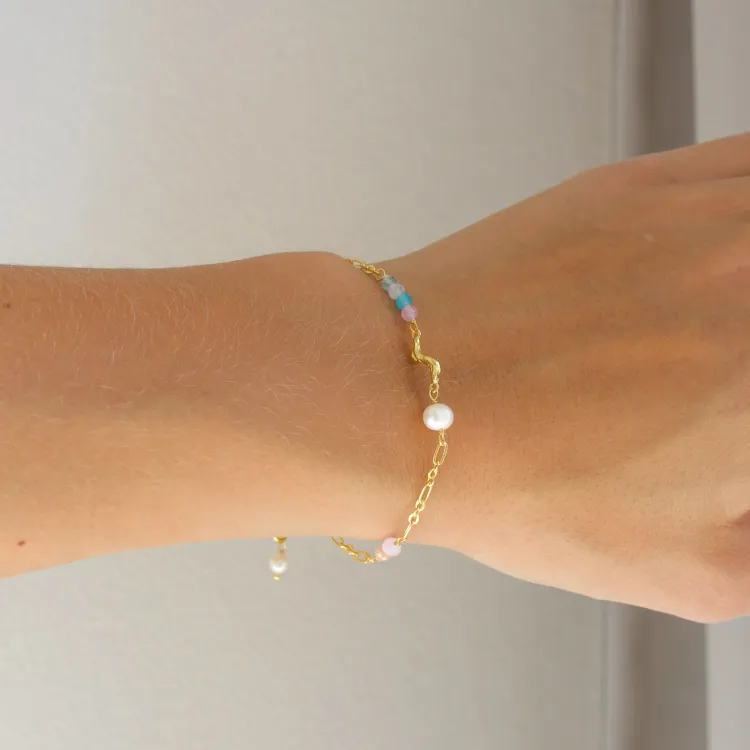 multifärgat armband i förgylld mässing - Eliné