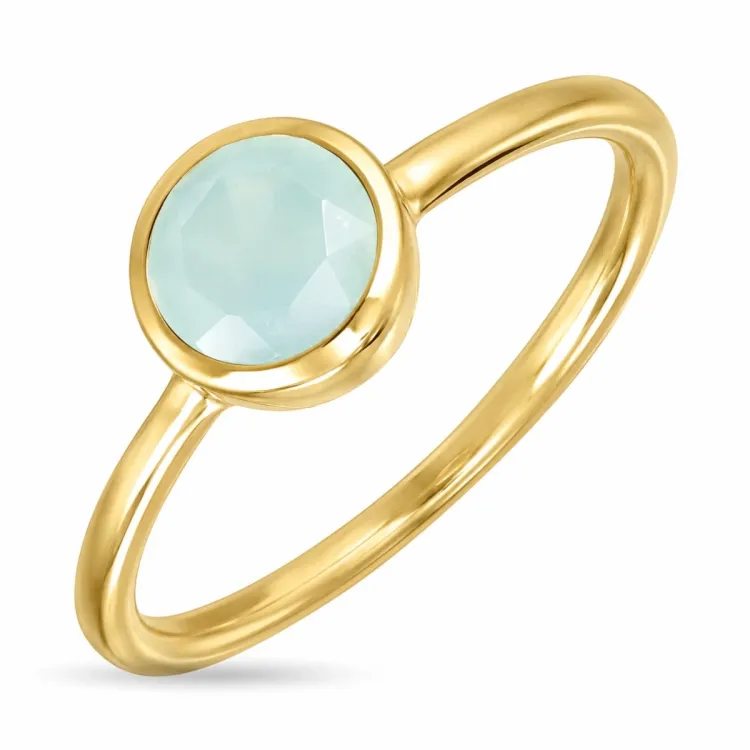 aqua kristal ring i förgylld mässing - Loom Stones