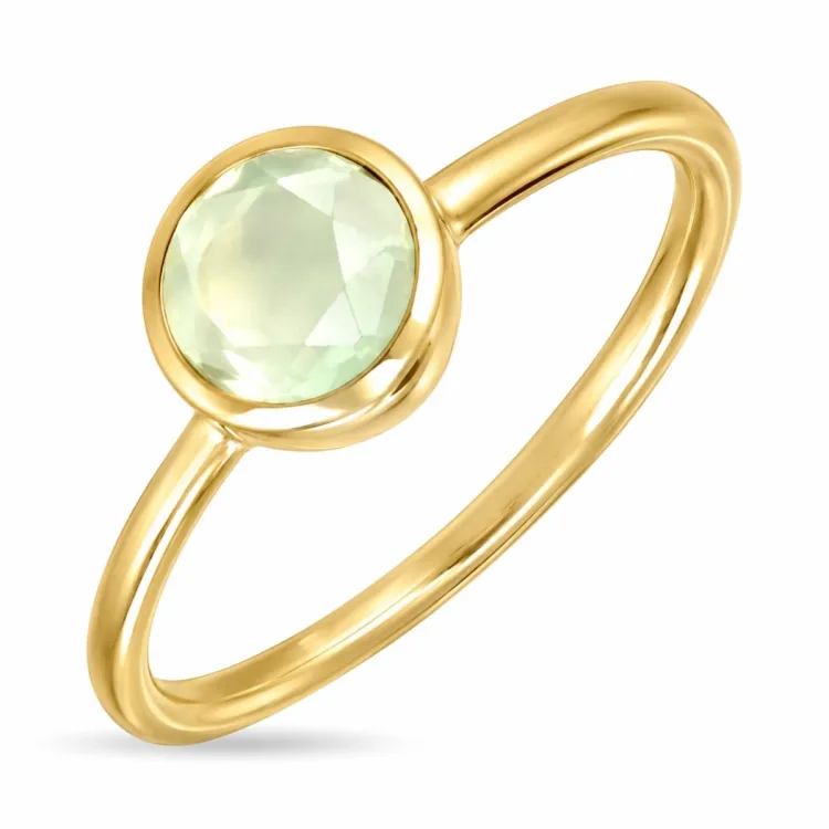 ljusgrön kristal ring i förgylld mässing - Loom Stones