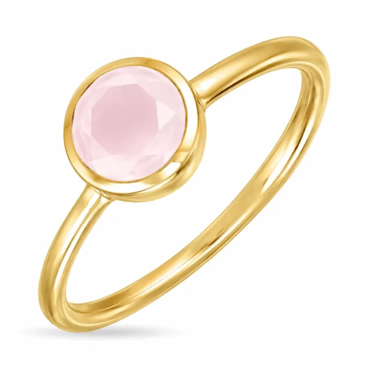 rosa krystal ring i förgylld mässing - Loom Stones