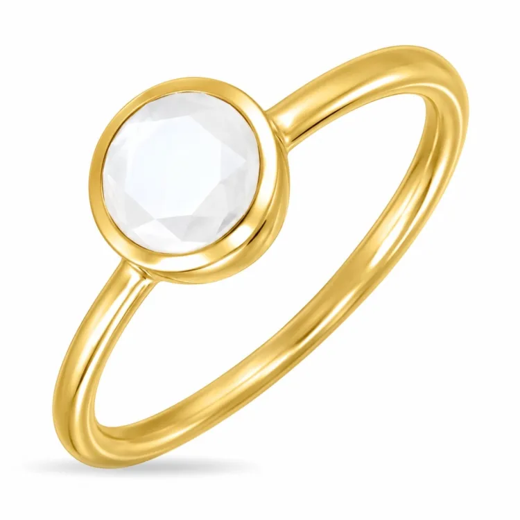 månsten ring i förgylld mässing - Loom Stones