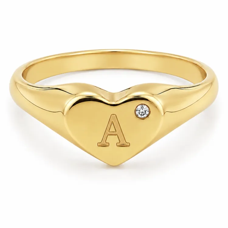 bokstav a zirkon ring i förgylld mässing - My Letter