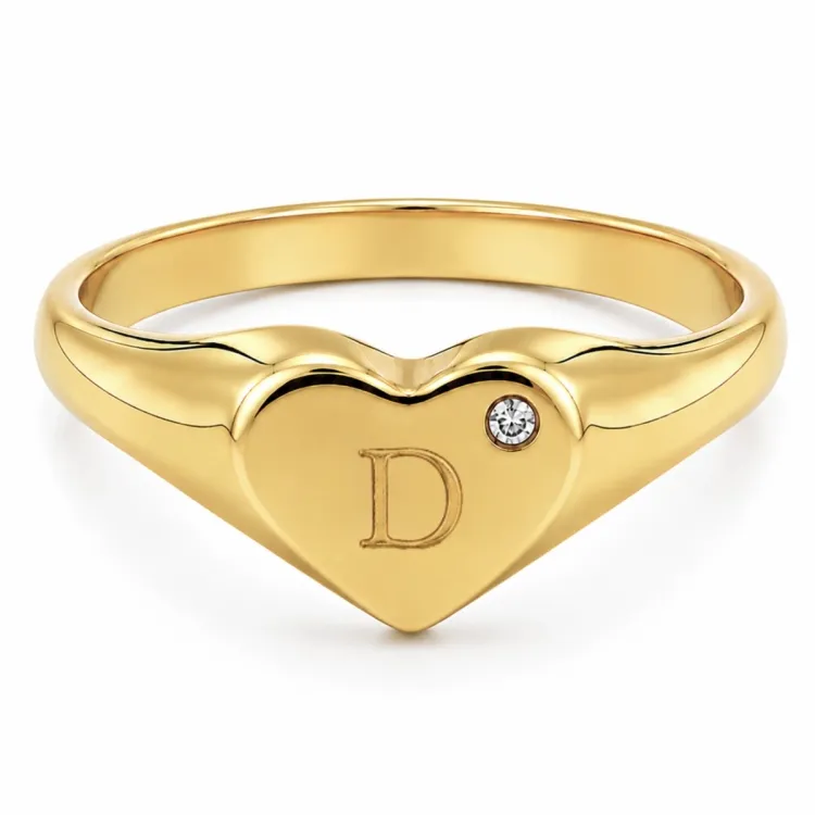 bokstav d zirkon ring i förgylld mässing - My Letter