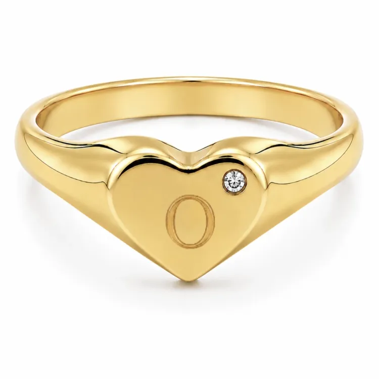bokstav o zirkon ring i förgylld mässing - My Letter