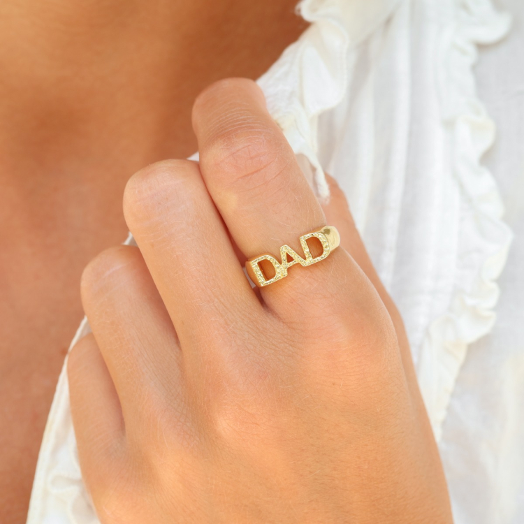 dad ring i förgylld mässing - My Letter