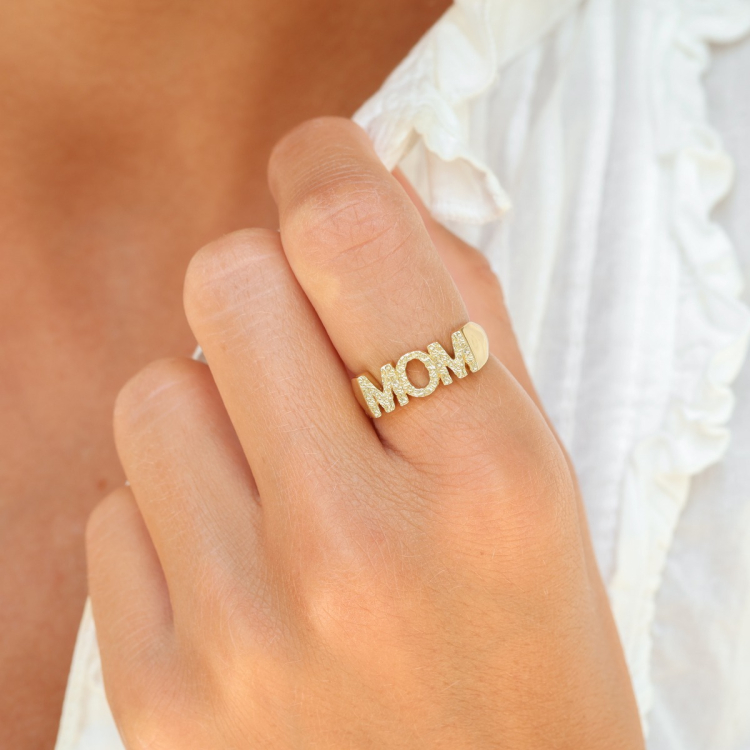 mom ring i förgylld mässing - My Letter