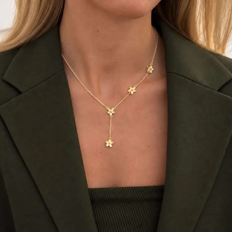 blommor halsband i förgylld mässing - Eliné
