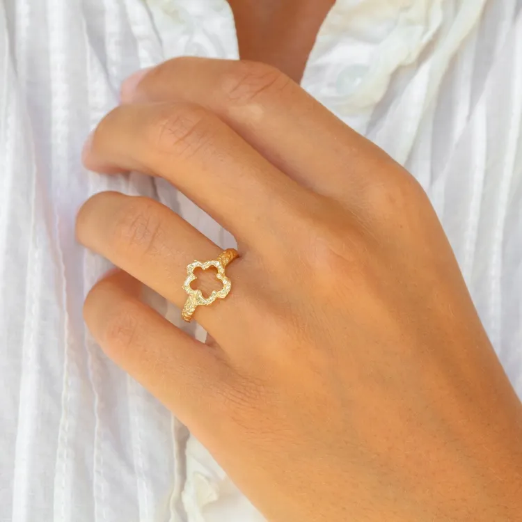 blommor ring i förgylld mässing - Eliné