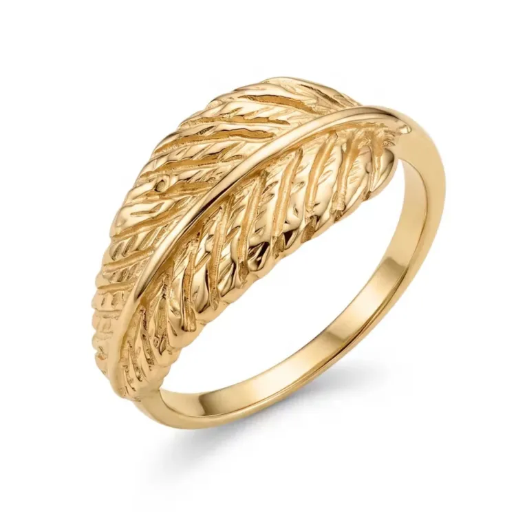 blad ring i förgylld mässing - Pure Nature