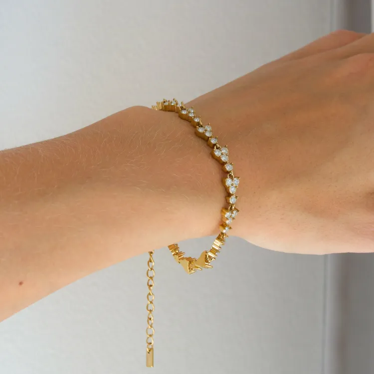 vattentät zirkon armband i förgyllt stål - OCEANA