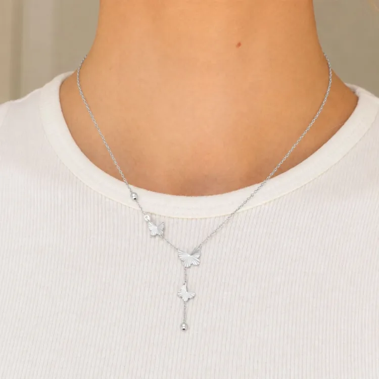 vattentät fjäril halsband i stål - OCEANA