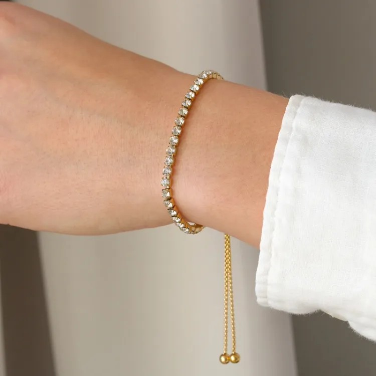 vattentät zirkon armband i förgyllt stål - OCEANA