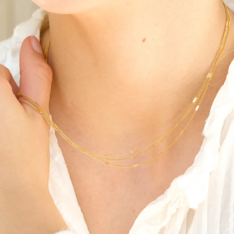 vattentät halsband i förgyllt stål 41 cm x 3 mm  - OCEANA
