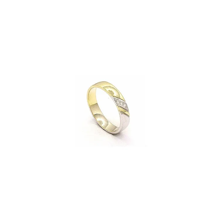 Vigselsring i 14  karat guld- och vitguld 3 x 0,008 ct