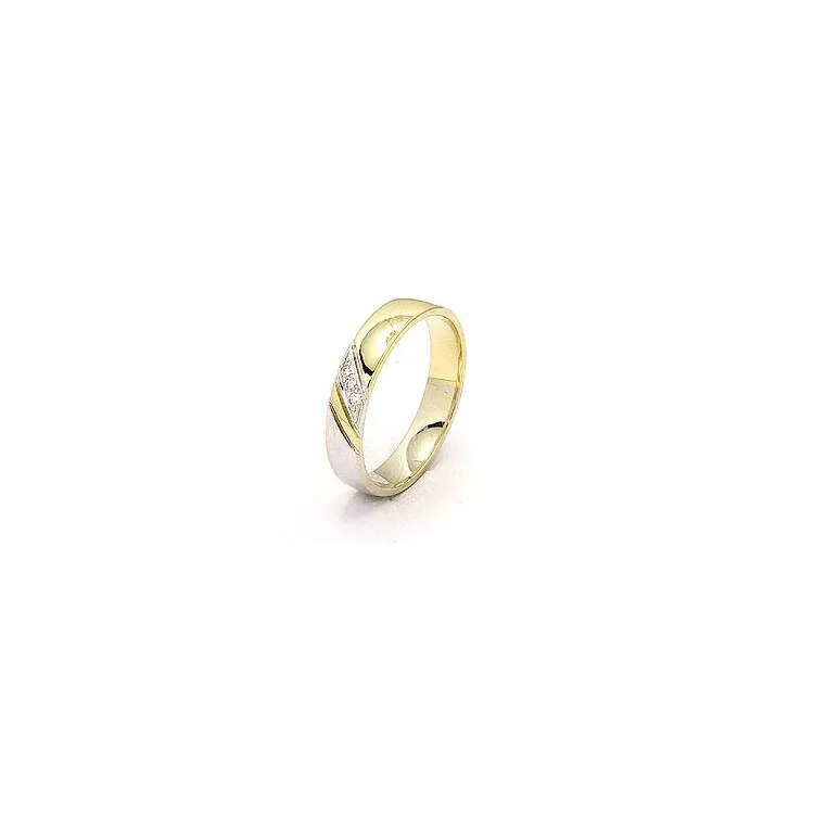 Vigselsring i 14  karat guld- och vitguld 3 x 0,008 ct