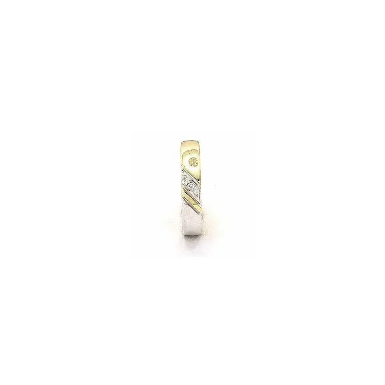 Vigselsring i 14  karat guld- och vitguld 3 x 0,008 ct