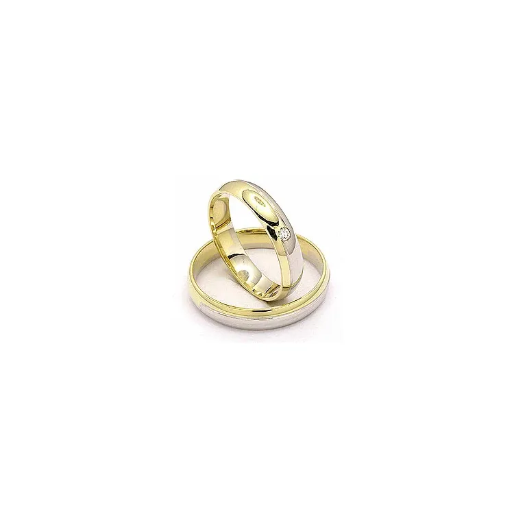 Vigselsringar i 14  karat guld- och vitguld 1 x 0,025 ct - set