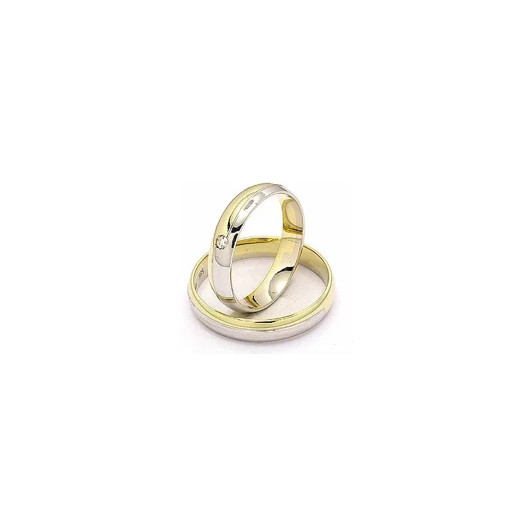Vigselsringar i 14  karat guld- och vitguld 1 x 0,025 ct - set