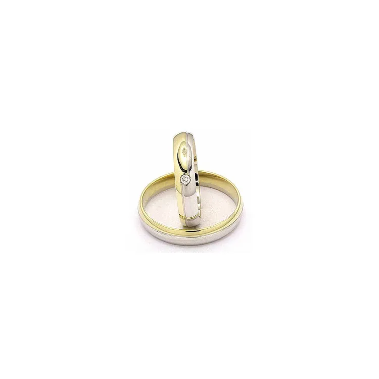 Vigselsringar i 14  karat guld- och vitguld 1 x 0,025 ct - set