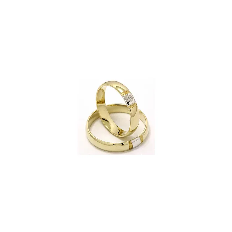 Vigselsringar i 14  karat guld- och vitguld 1 x 0,025 ct - set