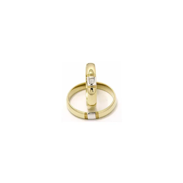 Vigselsringar i 14  karat guld- och vitguld 1 x 0,025 ct - set