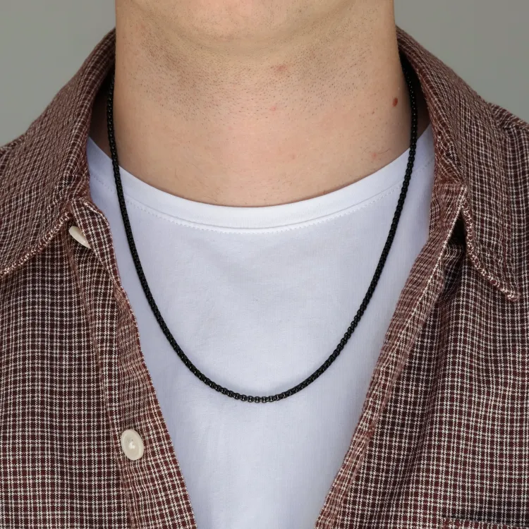 vattentät halsband i svart stål 55 cm x 3 mm  - OCEANA