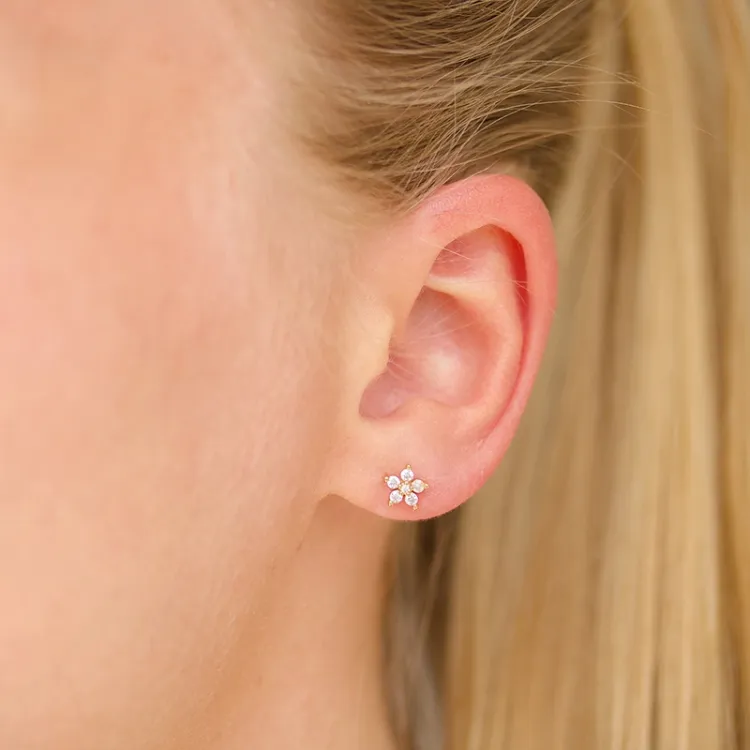 vattentät blommor helix piercing i förgyllt stål - OCEANA