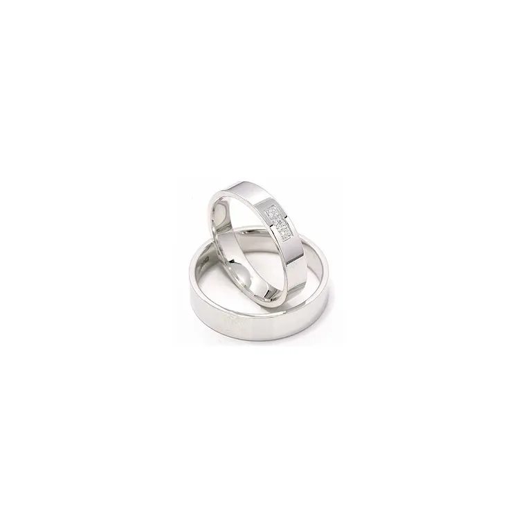 vigselsringar i 14  karat vitguld 0,049 ct - set