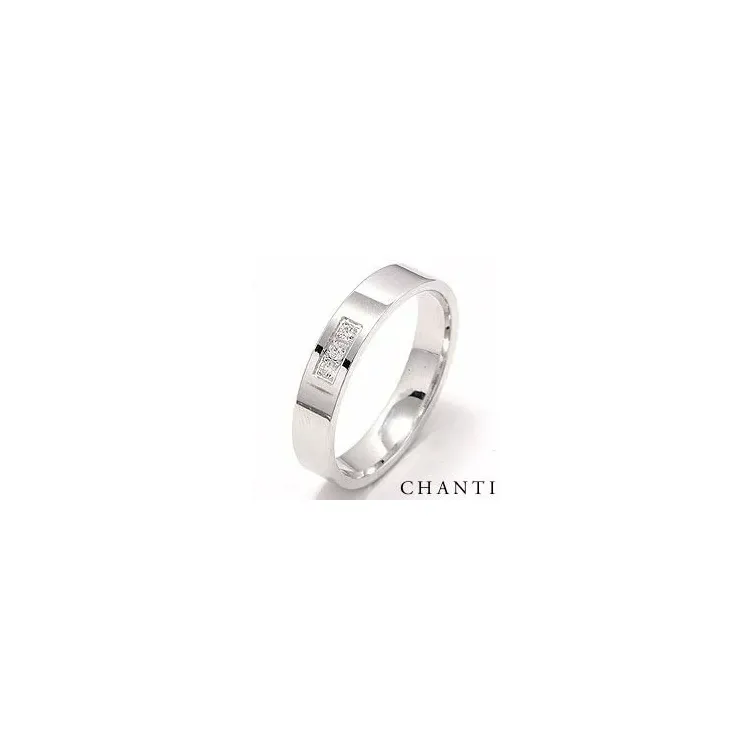 blank briljant vigselsring i 14  karat vitguld 0,049 ct