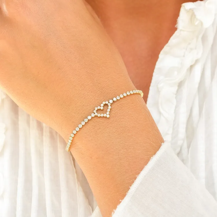 vattentät hjärta zirkon armband i förgyllt stål  x 10,0 mm  - OCEANA