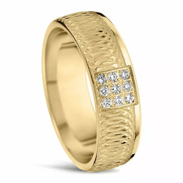 bred Damring i 14  karat guld 0,01 ct